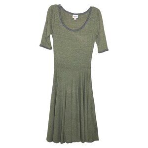 NEW- LULAROE nicole cotton dress heathered sage green & gray fit & flare size XS